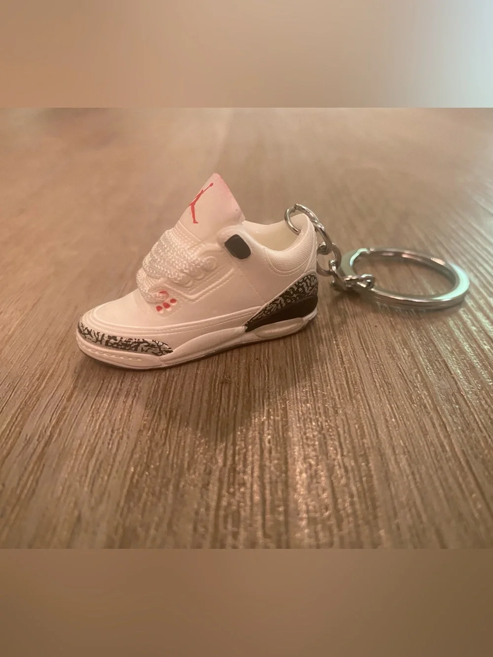 Mini Air Jordan 3 White Cement Keychain